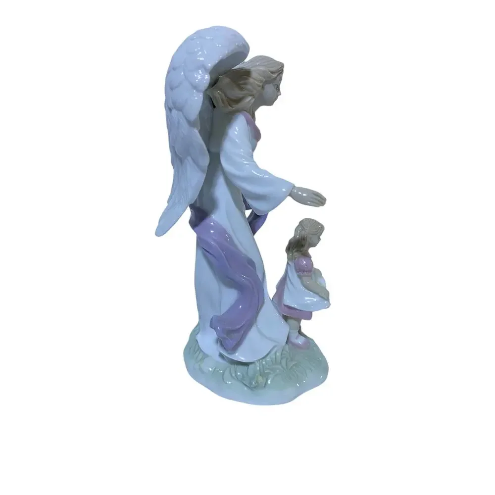 Guardian Angel With Girl Figurine Valencia Collection In Style of Lladro